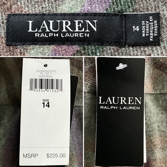 Lauren Ralph Lauren Skirt Plaid Wool Blend Black Label Faux Wrap Fringe 14 - Picture 3 of 9